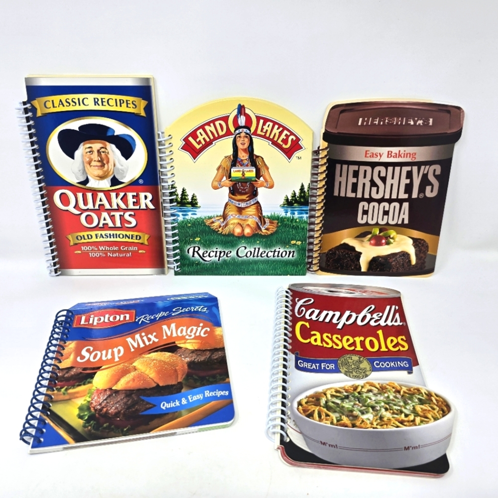 Vintage Brand-Themed Spiral Recipe Book Collection – Set of 5